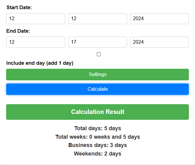 Date calculator Date Calculator