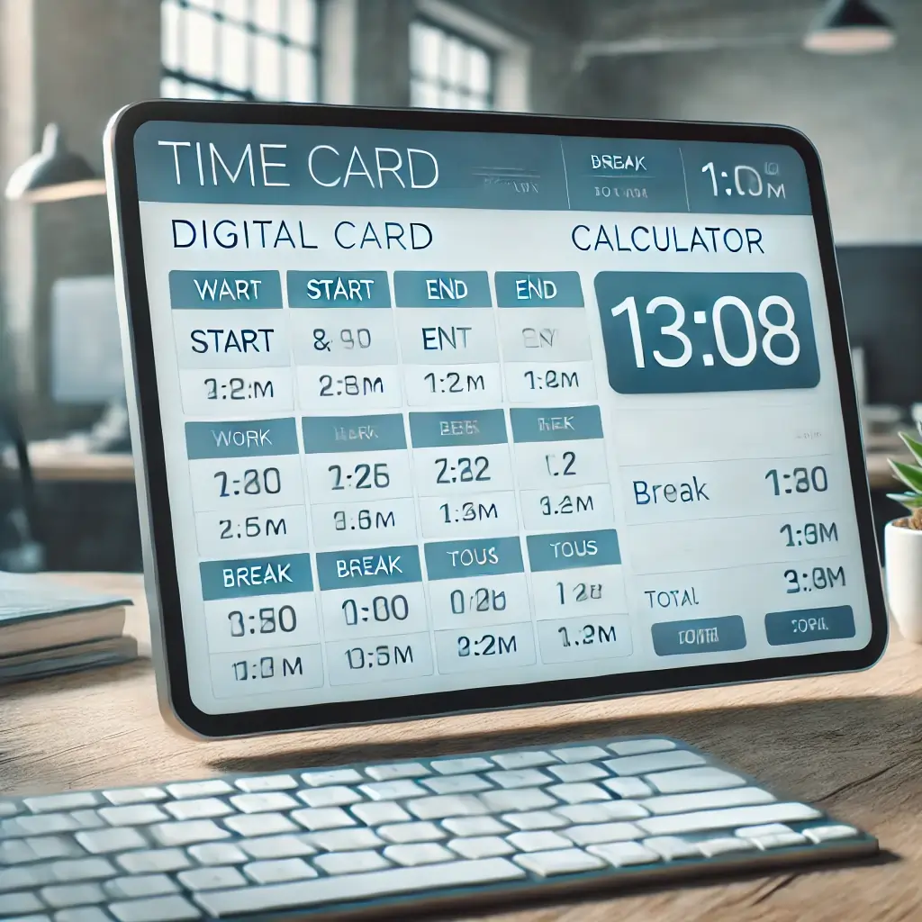 Modern Digital Time Card Calculator Interface – Track Work Hours Accurately