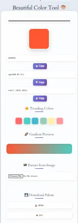 Beautiful Color Tool – Generate and Extract Colors Easily Beautiful Color Tool – Pick, Extract & Generate Stunning Colors Online