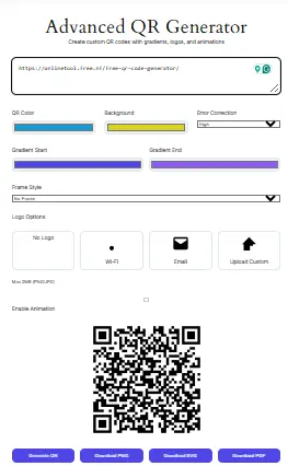 Custom QR Code Generator Tool free QR code generator no signup Interface - No Signup Required