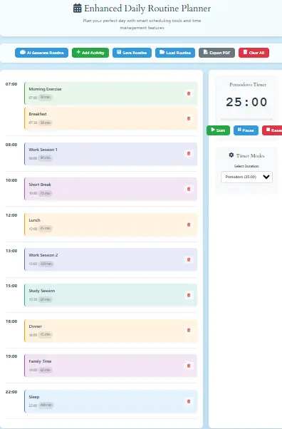 Daily Routine Planner Tool – Free Online Schedule Maker Daily routine planner online – create your hourly schedule easily with this free tool
