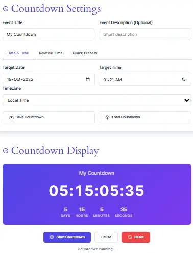 Free Countdown Generator - Create custom countdown timers for websites and events