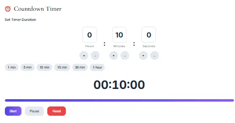 Countdown Timer Interface - Event and Deadline Countdown Countdown Timer tool interface displaying event countdown with digital timer display and control buttons