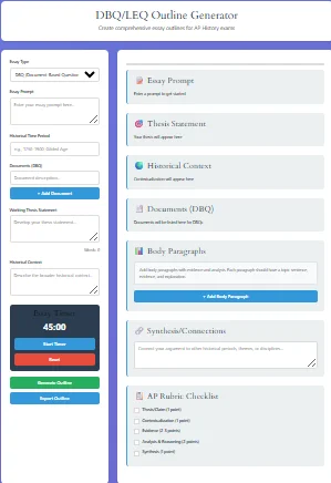 DBQ & LEQ Outline Generator - Free AP History Essay Tool DBQ and LEQ Outline Generator for AP History Students
