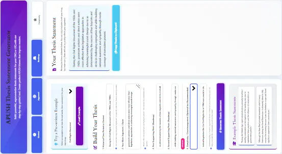 DBQ Thesis Generator for APUSH - Free Tool Interface APUSH DBQ thesis generator tool interface showing thesis creation form