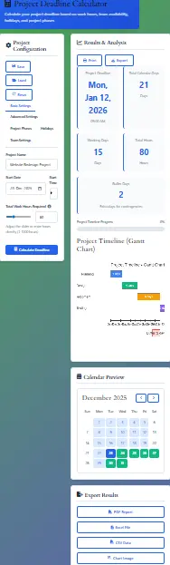 Free Project Deadline Calculator [describing the image content]