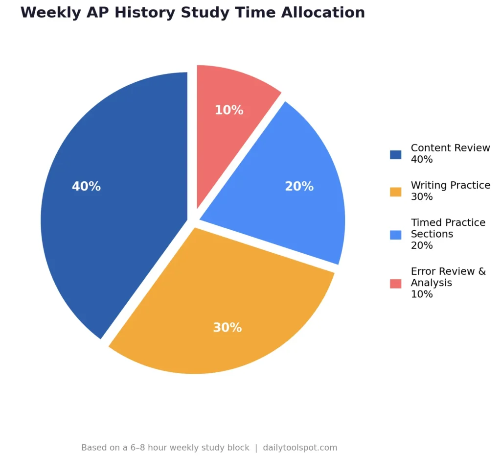 Weekly AP History Study Time Allocation Weekly AP History study time allocation by activity