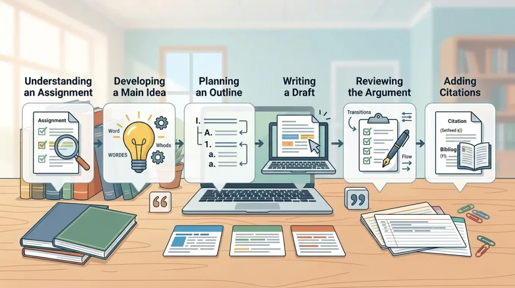 Six-step writing workflow