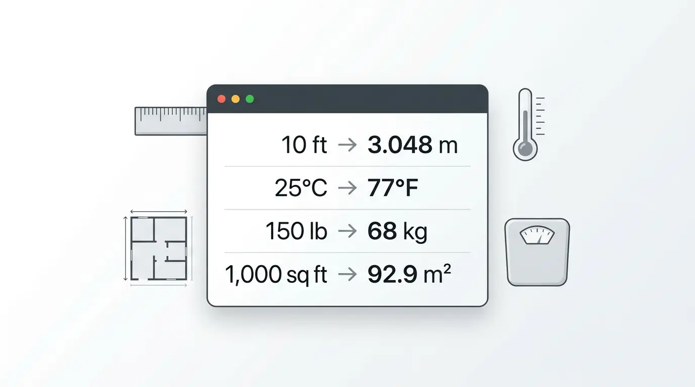 Free online unit converters - length, area, temperature, weight