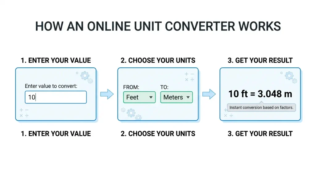 Three steps to use an online unit converter
