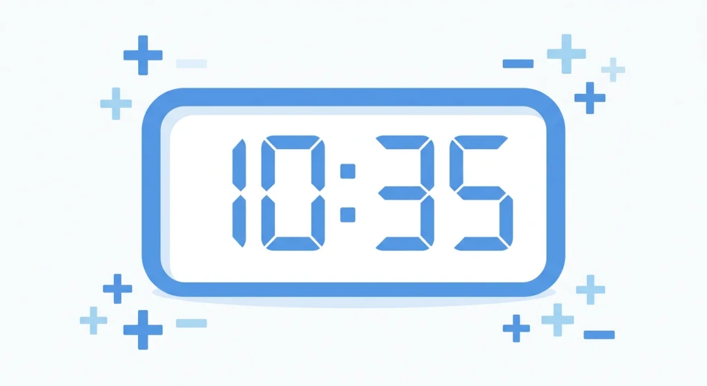Digital clock icon with plus and minus symbols representing time addition and subtraction calculators